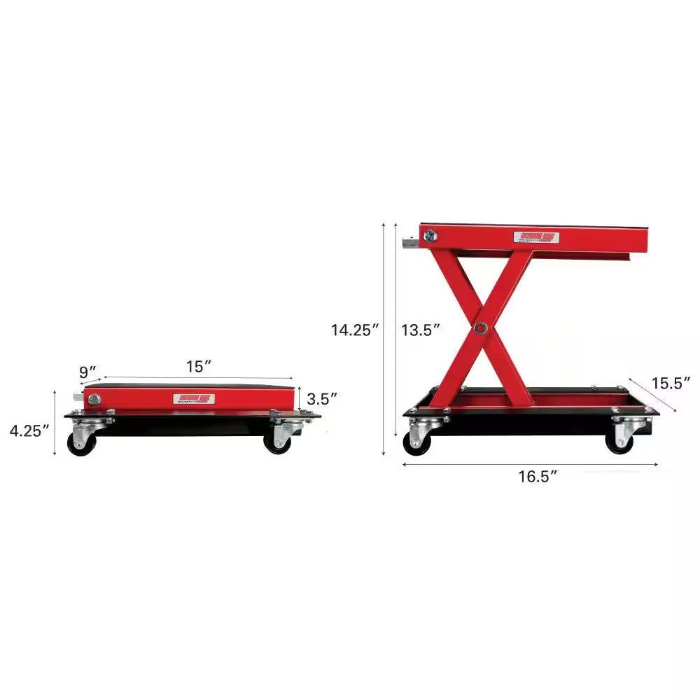 Wide Motorcycle Scissor Jack with Dolly - 1100 Lbs.