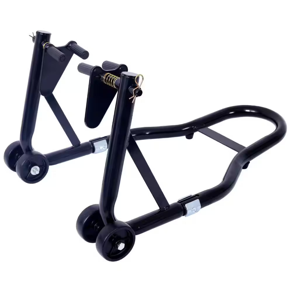 1000 Lbs Black Motorcycle Front & Rear Wheel Lift Stand, Adjustable Paddock Stands for Sport Bike Maintenance
