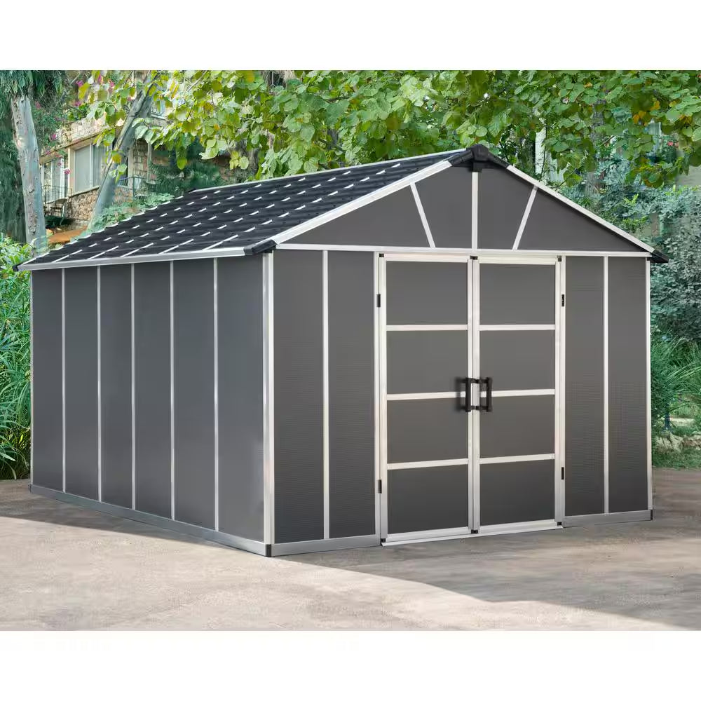 Yukon 11 Ft. W X 21 Ft. D Resin Plastic Outdoor Garden Storage Shed with Floor (229.8 Sq. Ft.) in Dark Gray