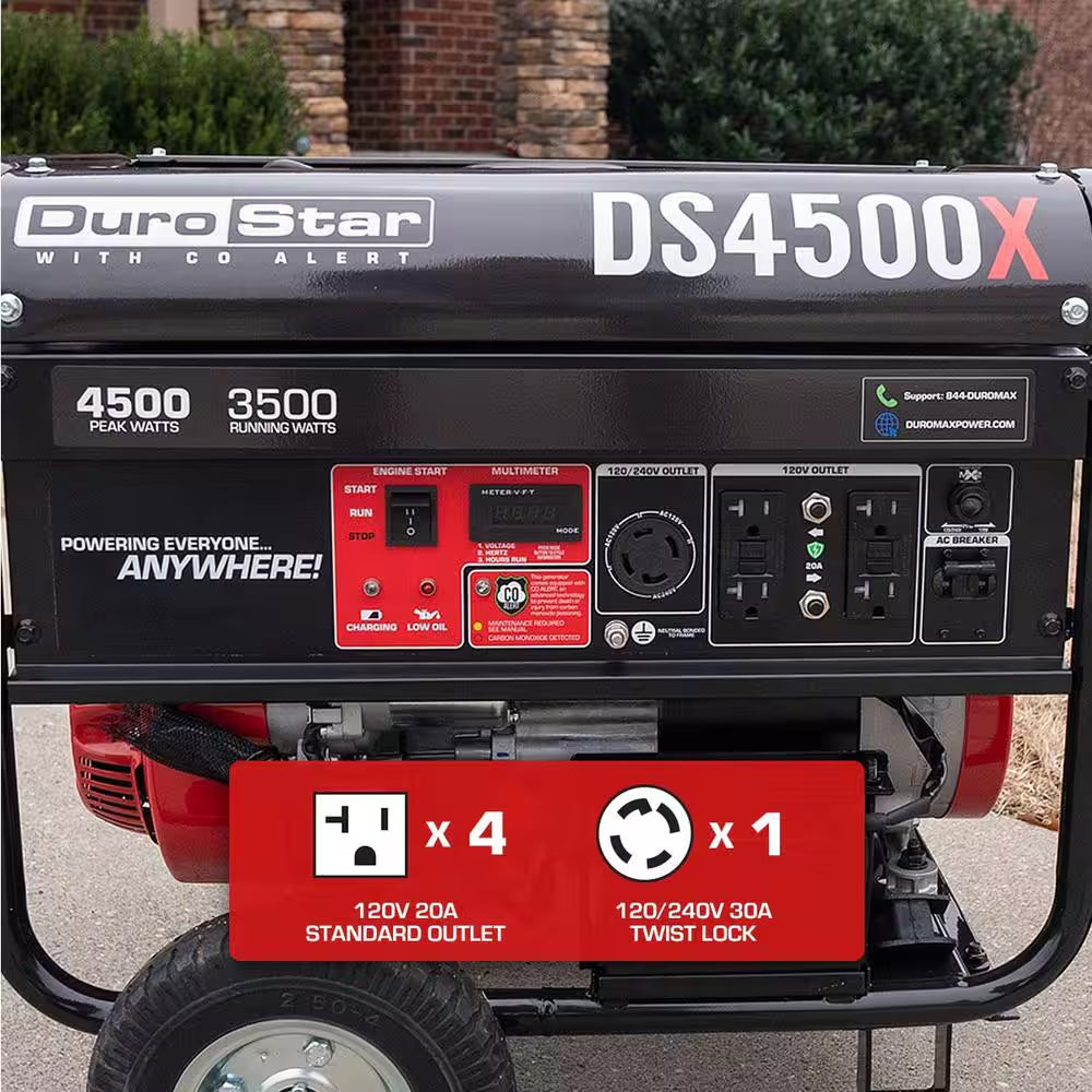 4,500-Watt/3,500-Watt 210Cc Electric Start Gas Portable Generator with CO Alert