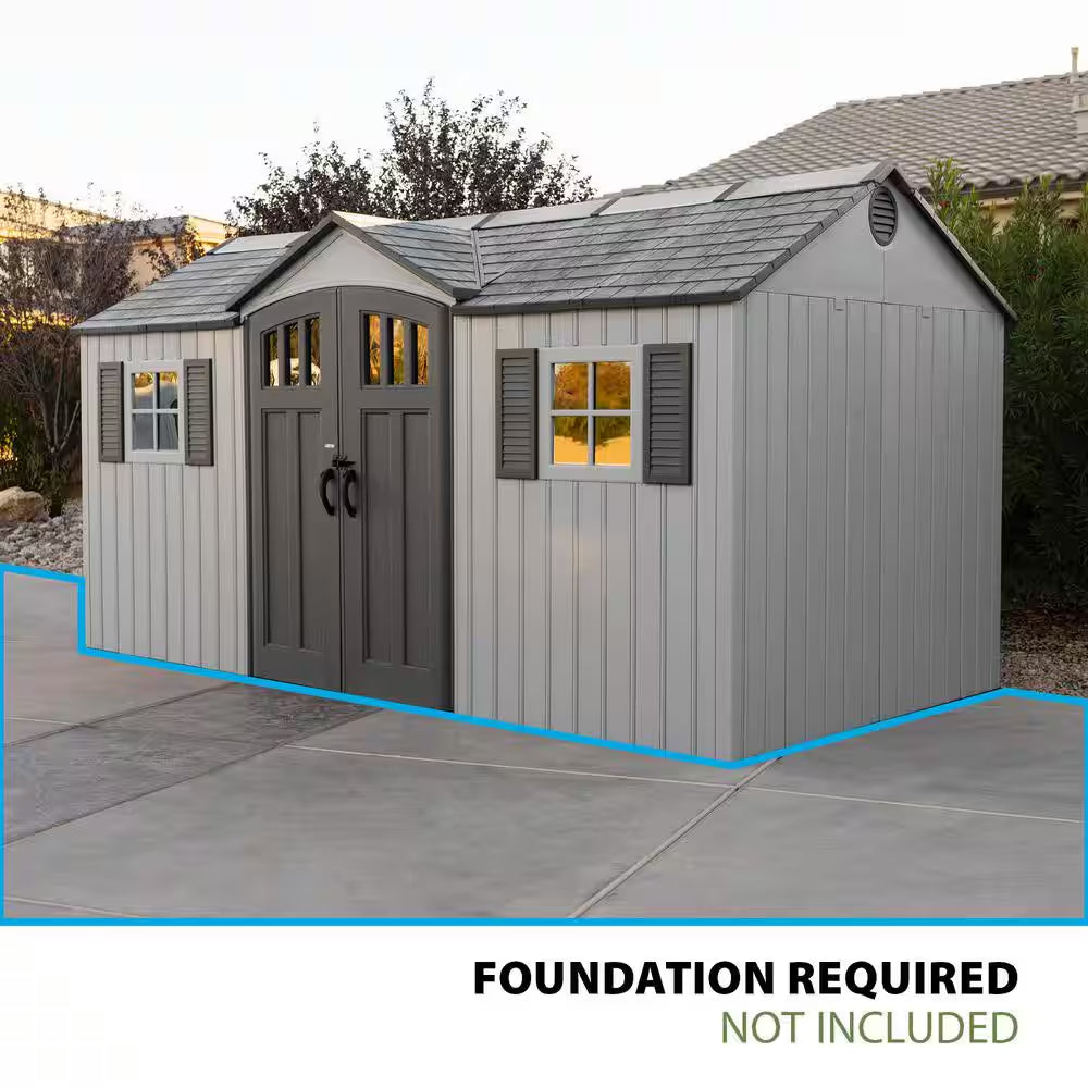 15 Ft. W X 8 Ft. D Resin Outdoor Storage Shed with Double Door (120 Sq. Ft.)