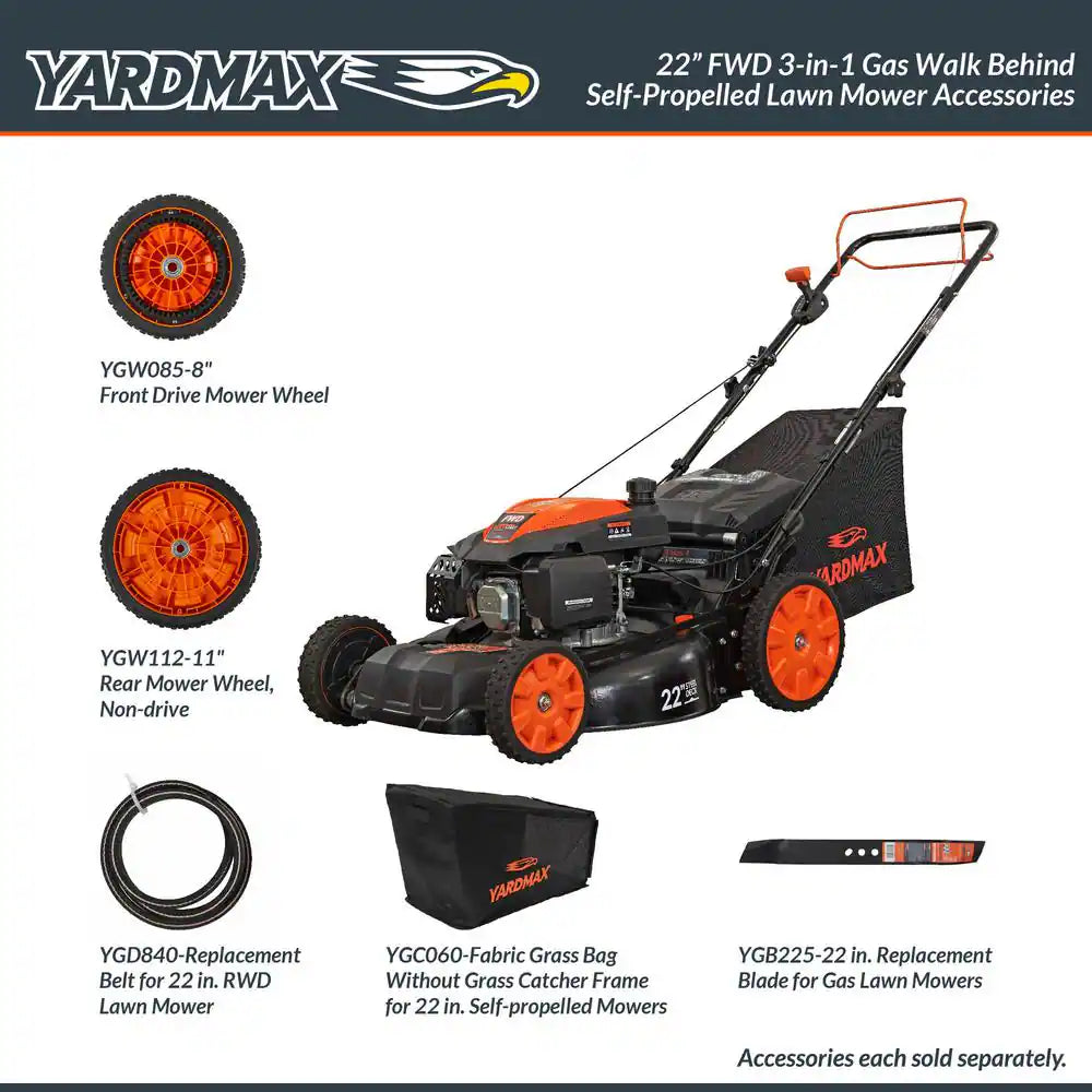 22 In. 201 Cc SELECT PACE 6 Speed CVT High Wheel FWD 3-In-1 Gas Walk behind Self Propelled Lawn Mower