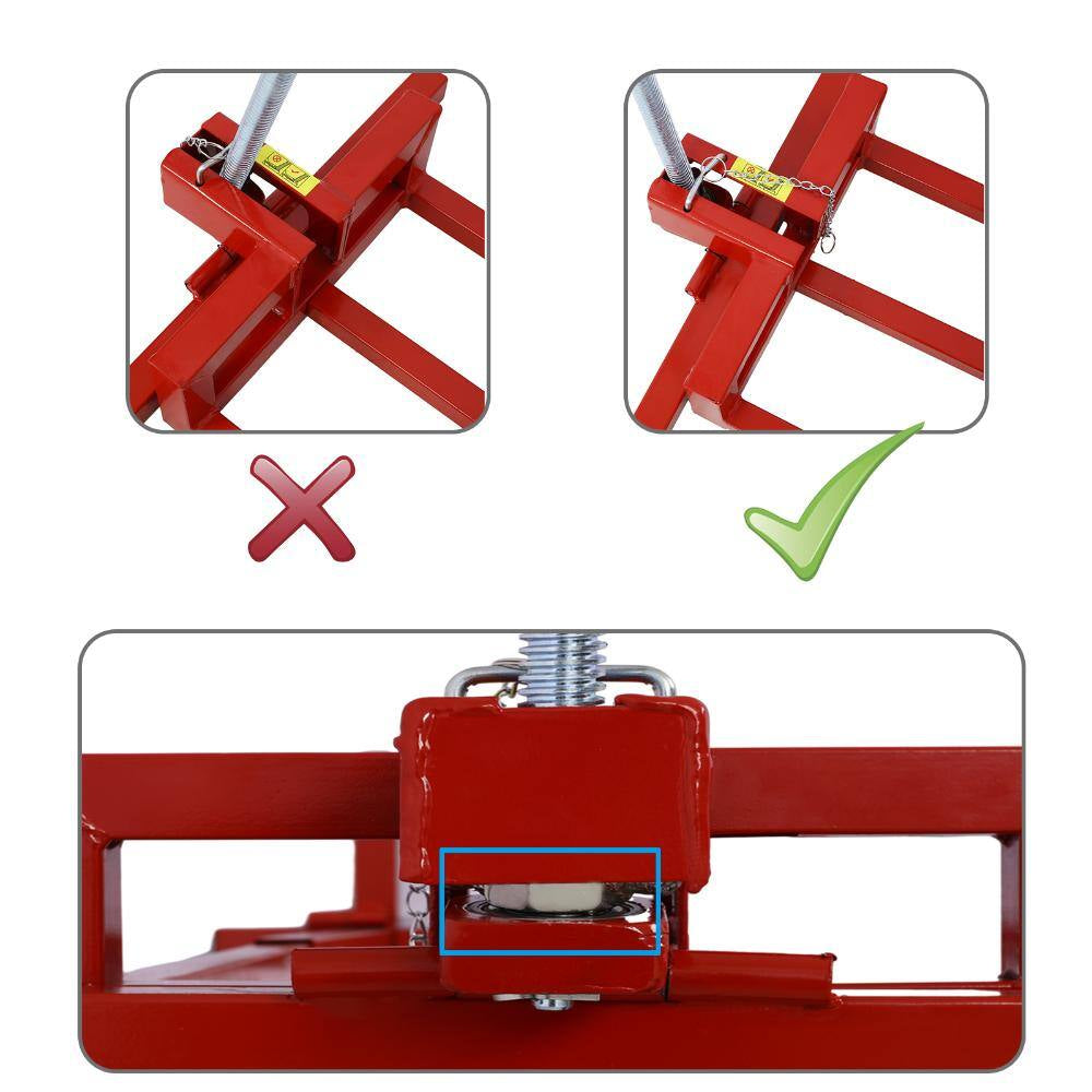 800Lb Lawn Mower Lift for Riding Tractors, Universal Tractor Lifter with 45° Tilt Adjustment, Red