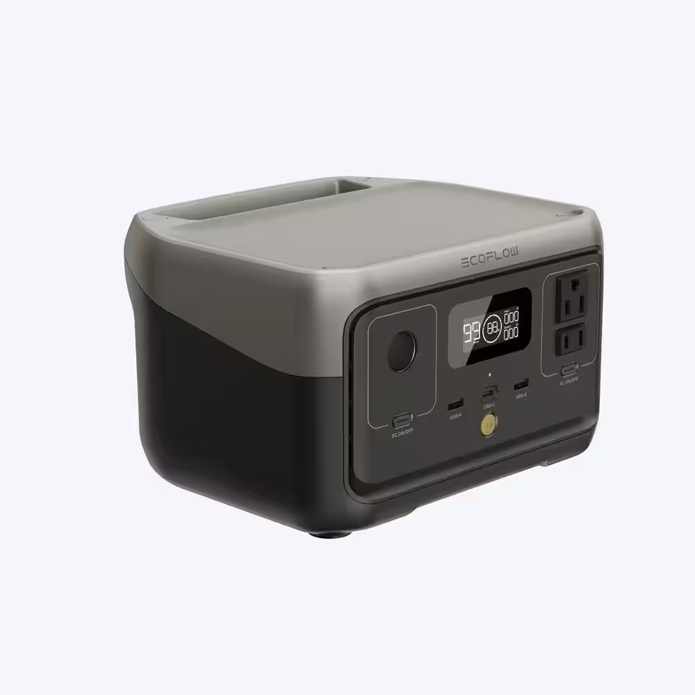 300-Watt Output/600-Watt Peak Push-Button Start Battery Generator RIVER 2 LFP Battery Fast Charging for Outdoor, Camping