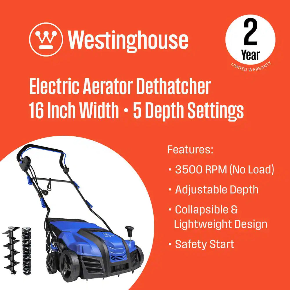 16 In. 15 Amp Corded Electric Dethatcher and Aerator with 14.5 Gal. Collection Bag