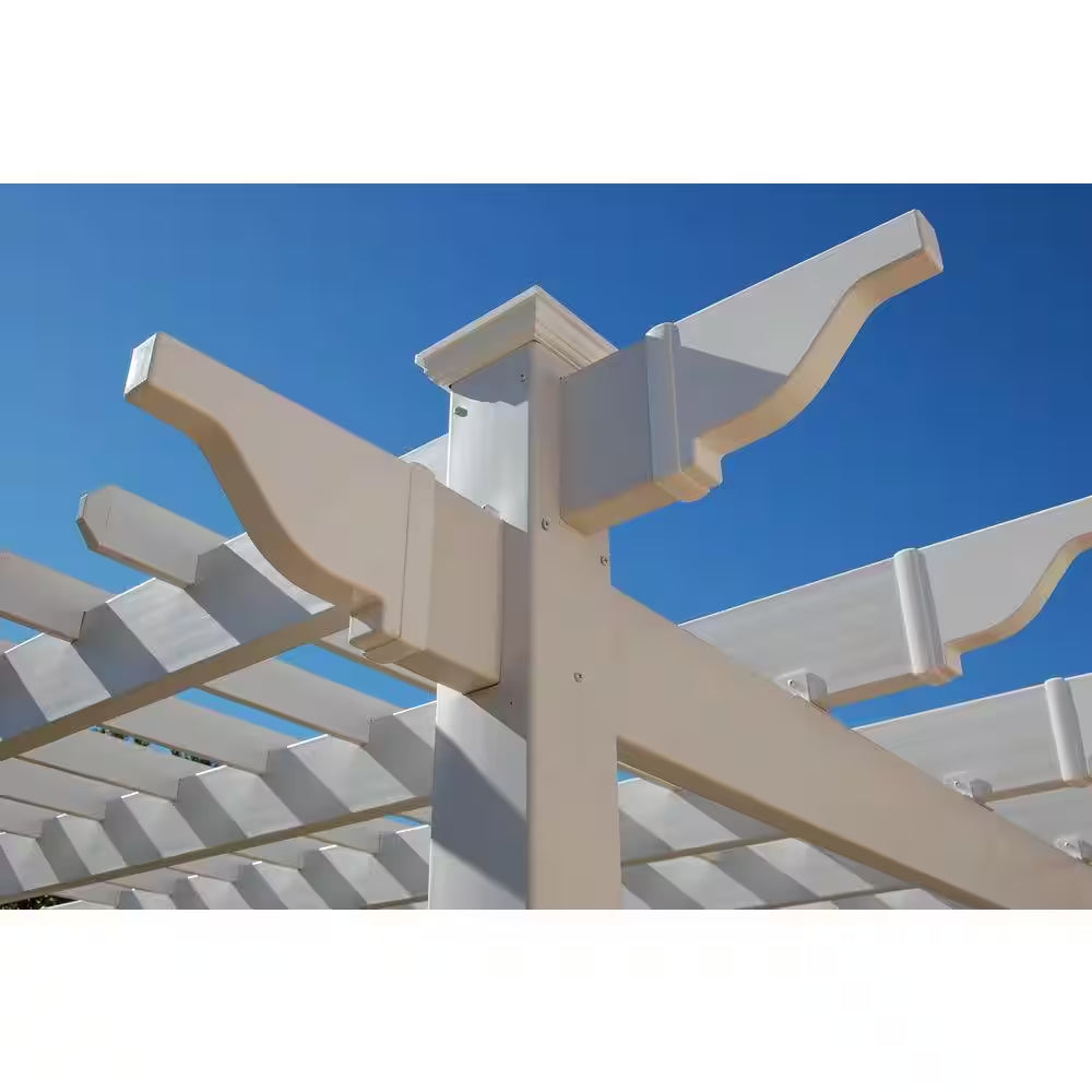 Queensbrook 7 Ft. 5 In. X 7 Ft. 5 In. White Vinyl Pergola