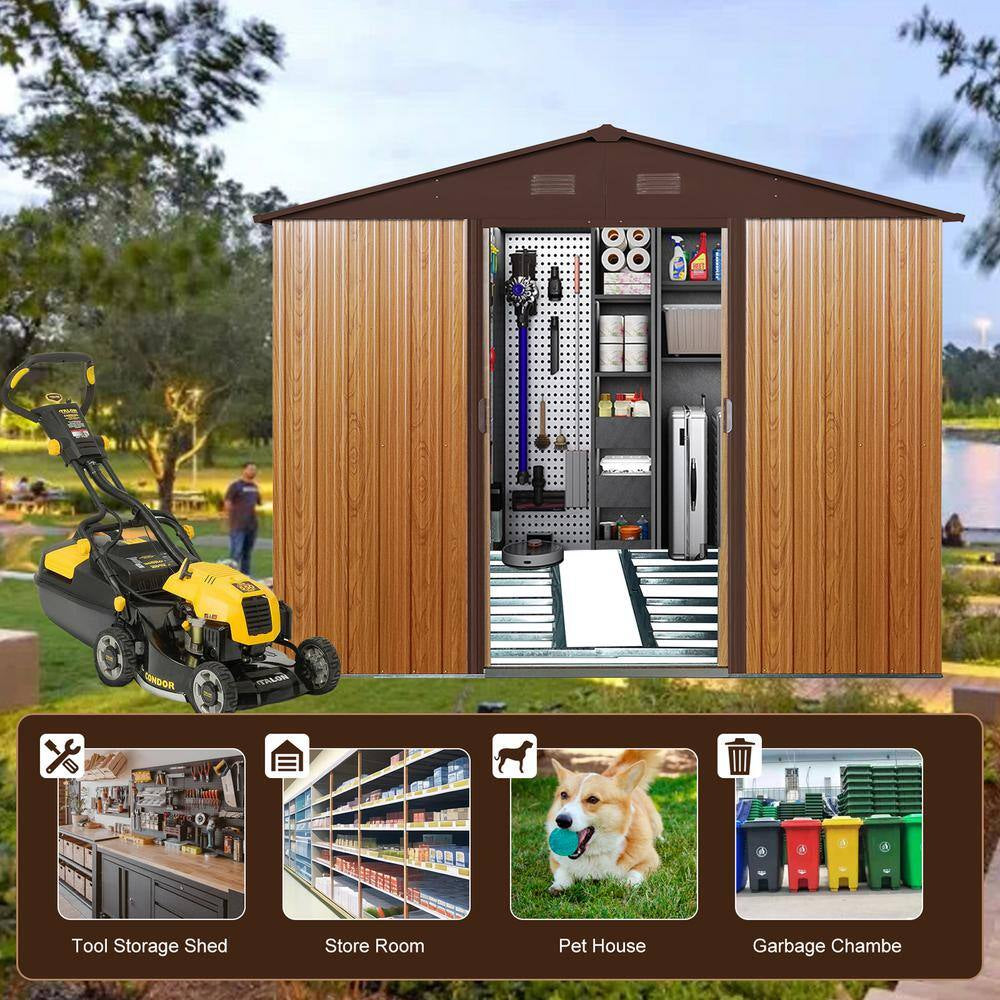 8 Ft. X 10 Ft. Outdoor Metal Storage Shed in Coffee with Metal Foundation (80 Sq. Ft.)