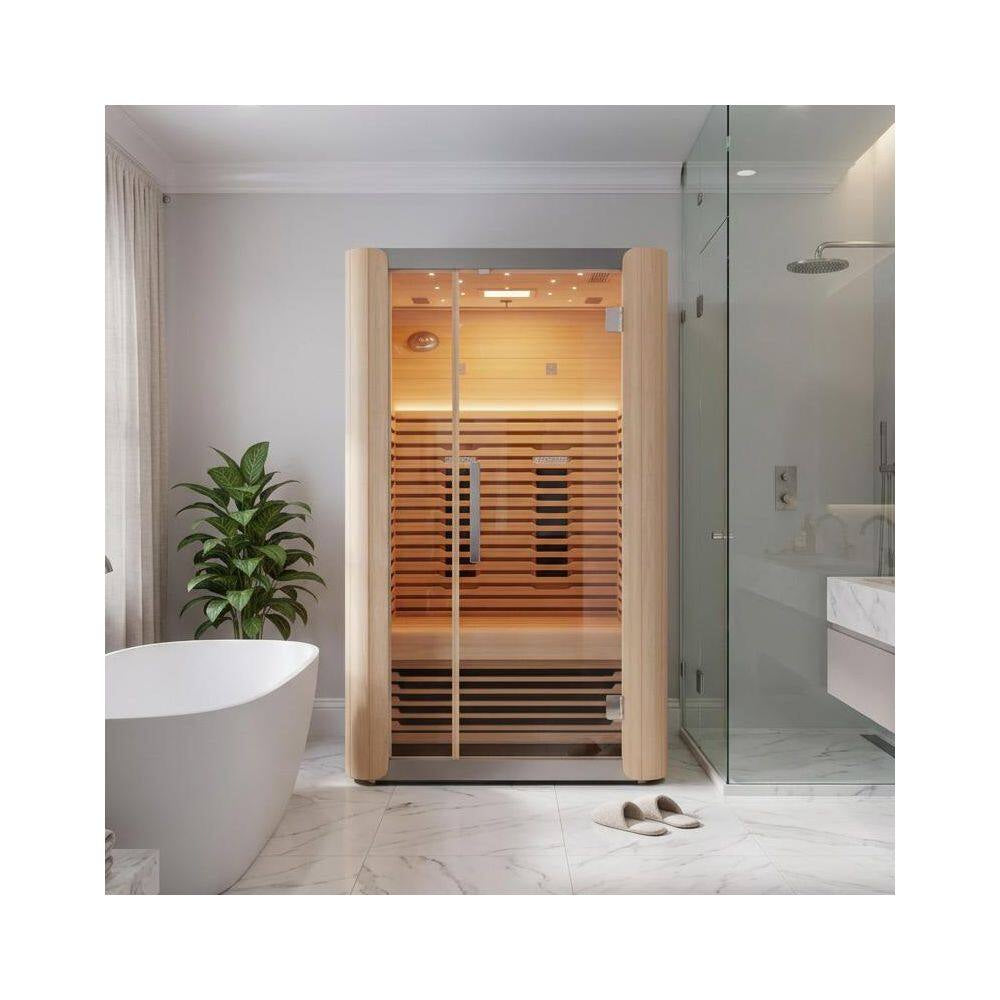 Full Spectrum 2-Person Infrared Indoor Sauna with Full Range Near, Mid, and Far Infrared Panels and Wifi Control