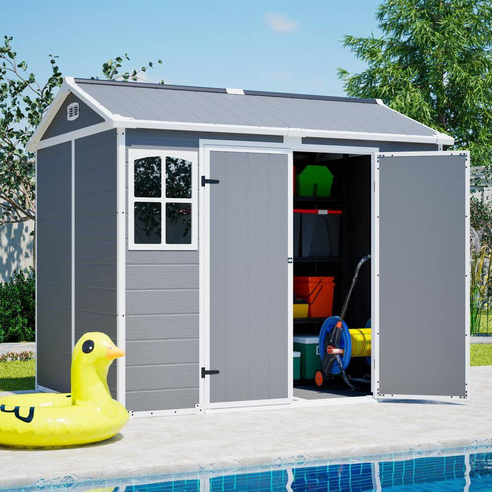8X6 Ft Plastic Utility Shed with Lockable Door, Ventilation , Waterproof Design for Garden,Coverage Area- 46 Sq.Ft