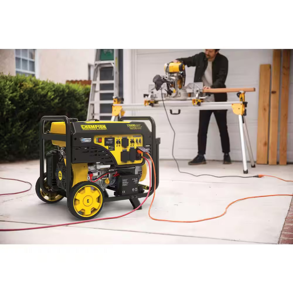 11,500/9200-Watt Electric Start Gas Portable Generator with Free 3-Year Warranty for Home Backup and Storm Prep