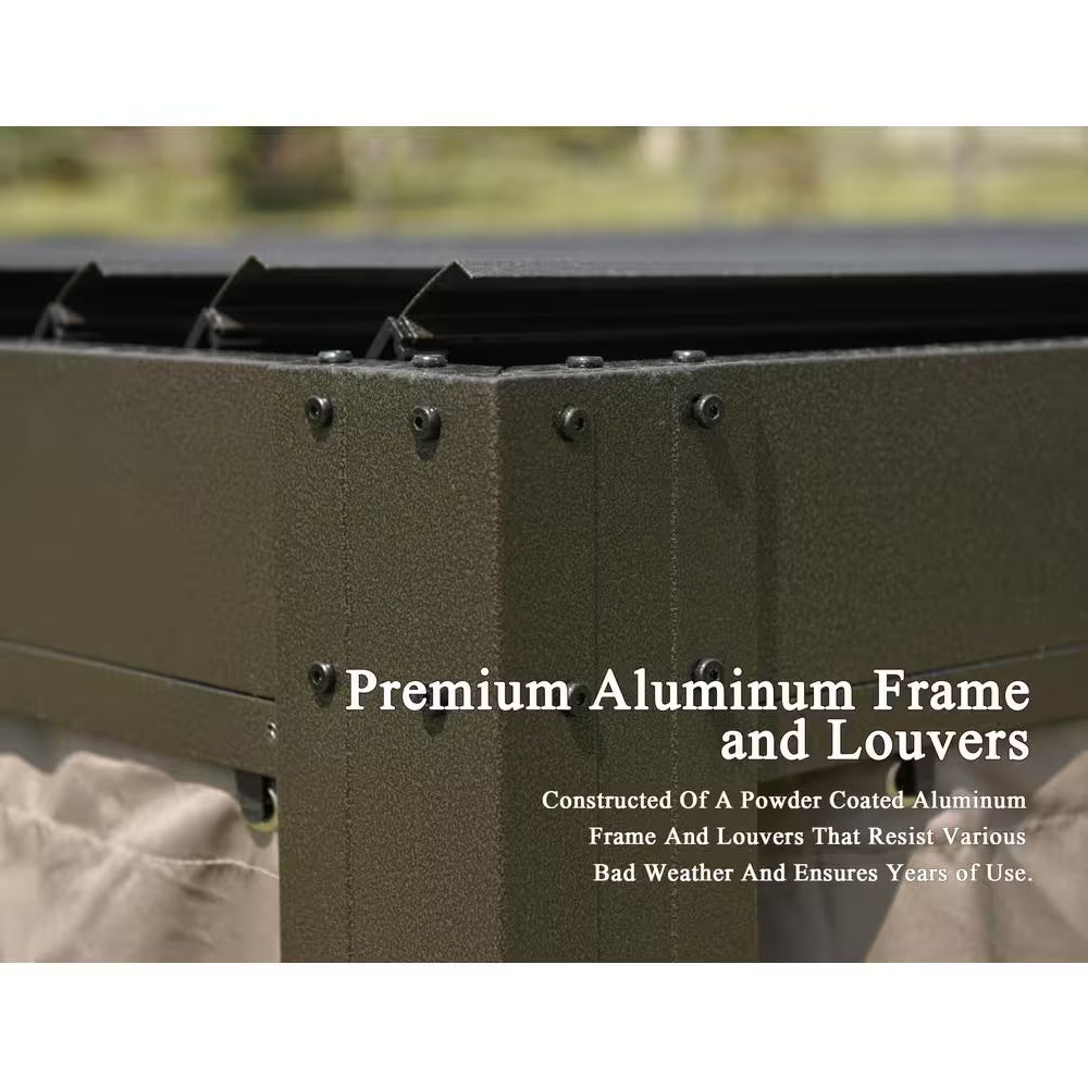 10 Ft. X 13 Ft. Brown Louvered Roof Pergola