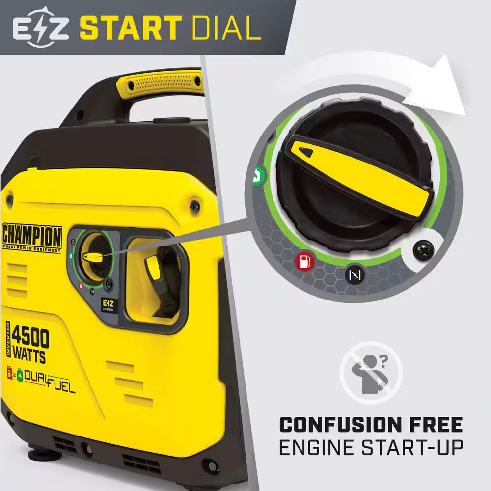 4500/3250-Watt Recoil Start Gas, Propane Dual Fuel Inverter Generator, Free 3-Year Warranty for RV and Home
