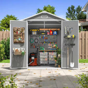 6.3 Ft. W X 4.4 Ft. D Outdoor Gray Resin Storage Plastic Shed Lockable Door and Floor (27.72 Sq. Ft.)