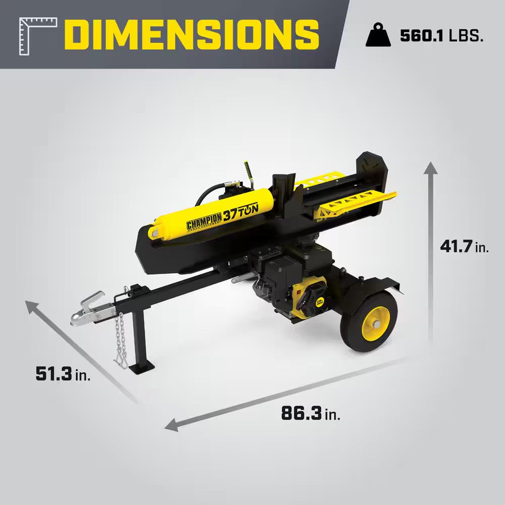 37 Ton 338Cc Full Beam Vertical/Horizontal Op and Auto Return Gas Wood Log Splitter with Oil Funnel and Hydraulic Oil