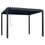 Sarasota 12 Ft. X 10 Ft. Black Powder Coated Steel Louvered Pergola with Integrated Drainage and Gutter Guards