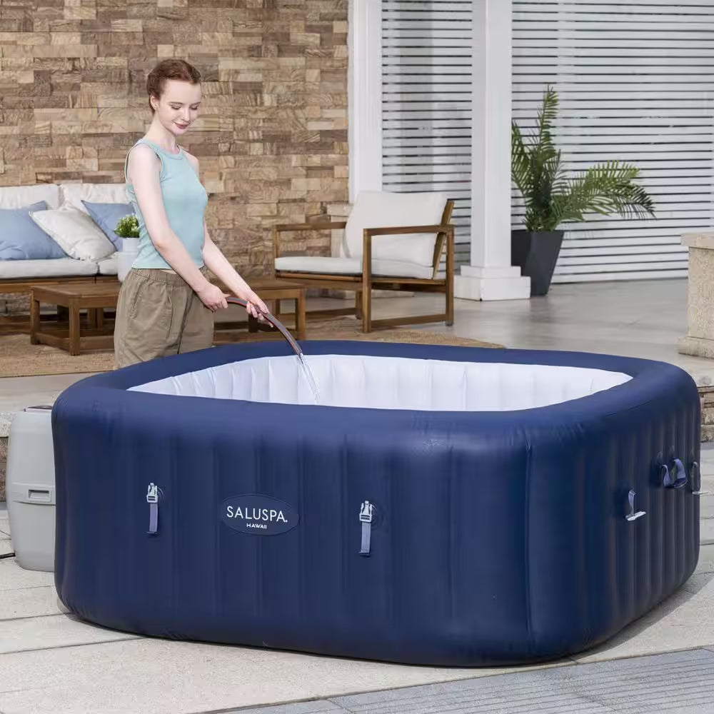 Saluspa Hawaii 4-Person 140 Jet 120V Inflatable Hot Tub with Airjets, Square Spa