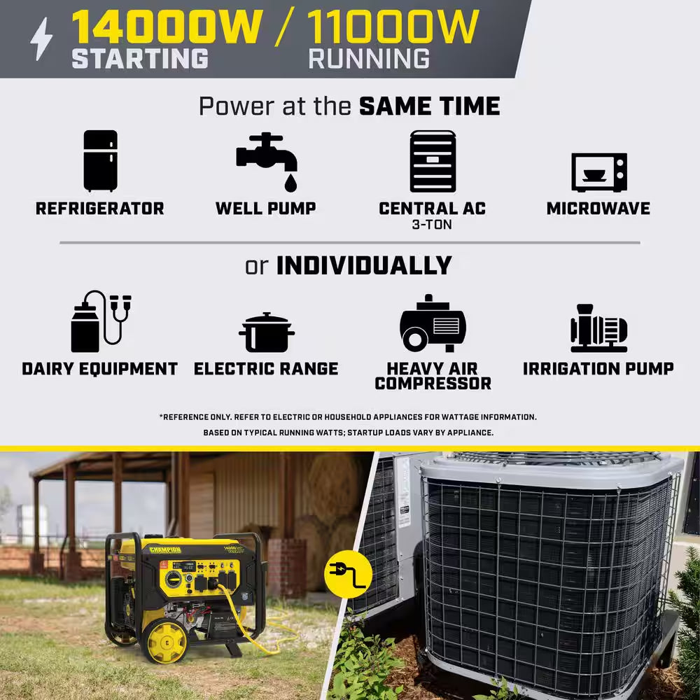 14,000/11,000-Watt Remote Start Tri Fuel Portable Generator W/ Free 3-Year Warranty for Home Backup and Storm Prep