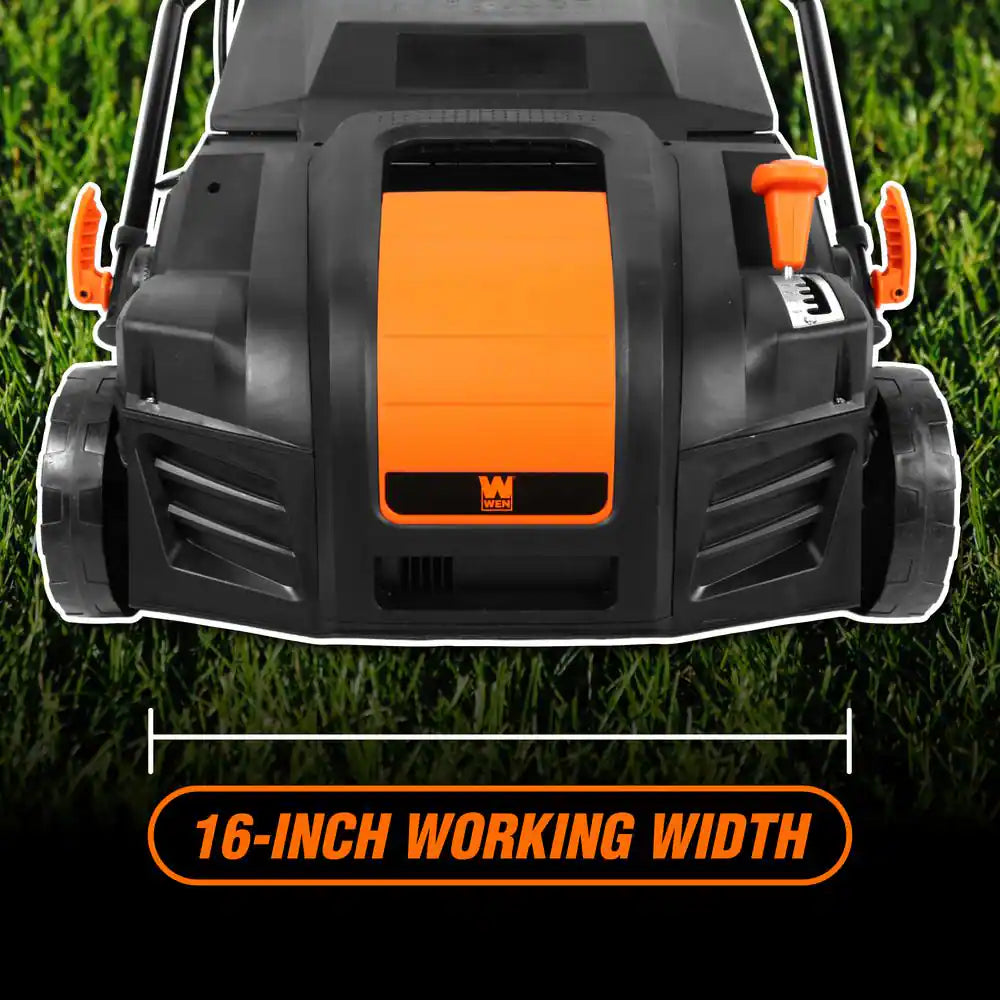 16 In. 15 Amp 2-In-1 Electric Dethatcher and Scarifier with Collection Bag