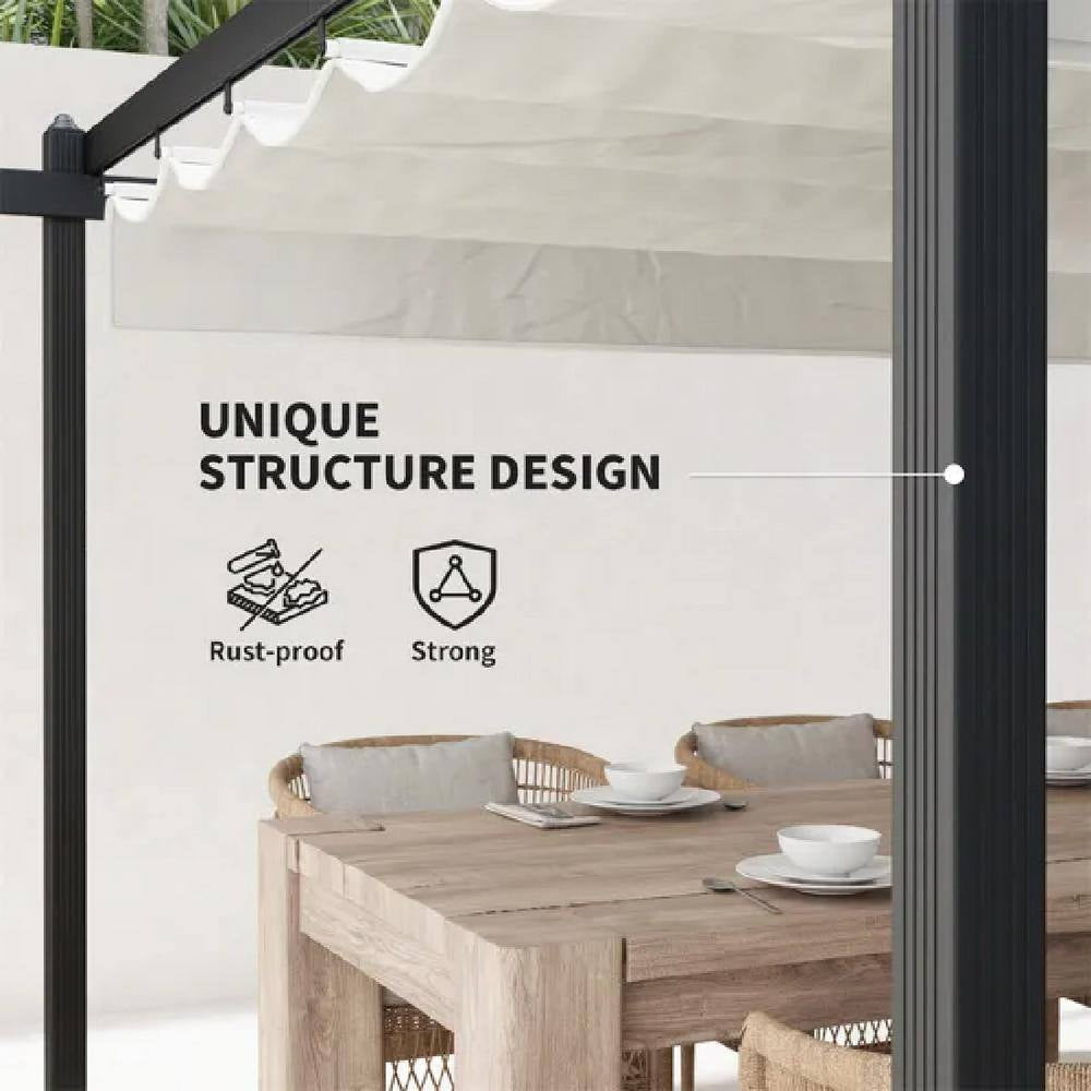 12 Ft. X 12 Ft. White Portable Gazebo, Retractable Pergola with Weather Resistant Canopy, Aluminum Patio Grill Gazebo