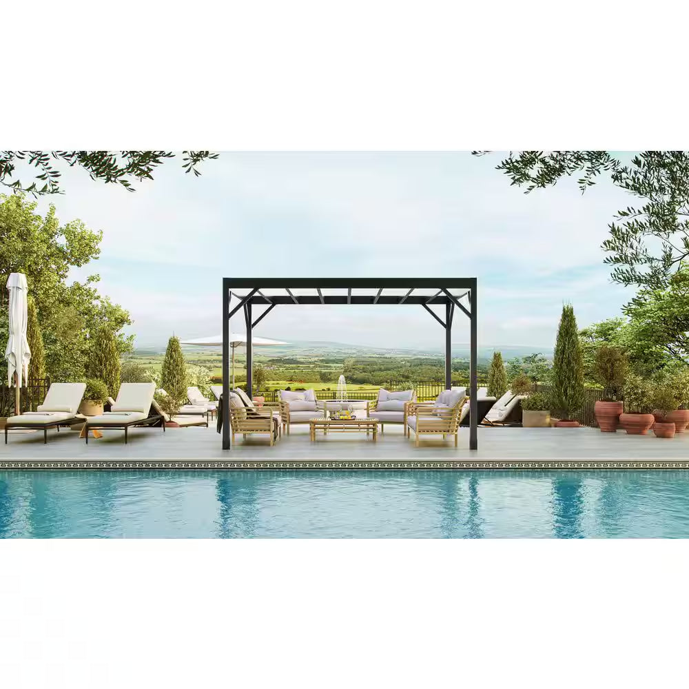 Evolution 8 Ft. X 12 Ft. Black Modern Heavy Duty Steel Pergola Kit