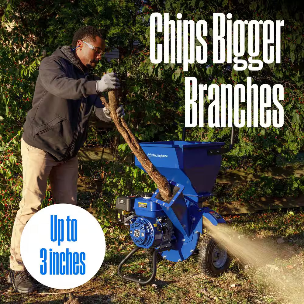 3 In. Dia 212Cc 3-In-1 Gas Powered Wood Chipper Shredder Mulcher