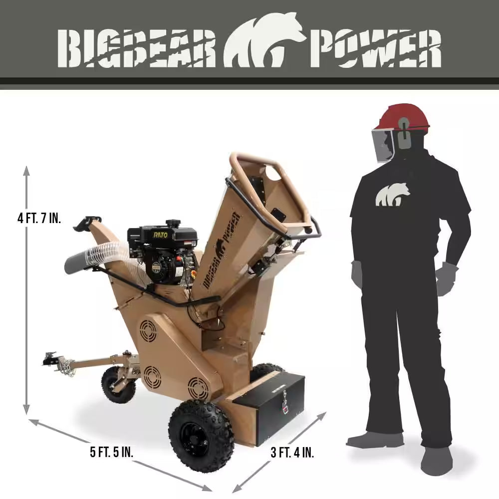 Tornadic 3 In. 7 HP Gas Powered Commercial Chipper Shredder, Self Feeding, with Vacuum and Electric Start