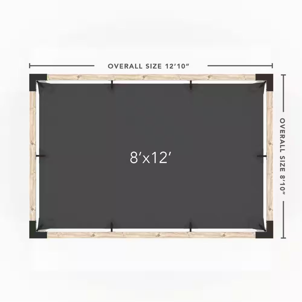 8 Ft. X 12 Ft. Pergola Kit with Graphite Shade Sail, for 4X4 Wood