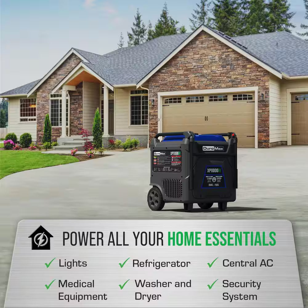 11,000 Watt Remote Start Portable Dual Fuel Home Backup Inverter Generator W/Co Alert