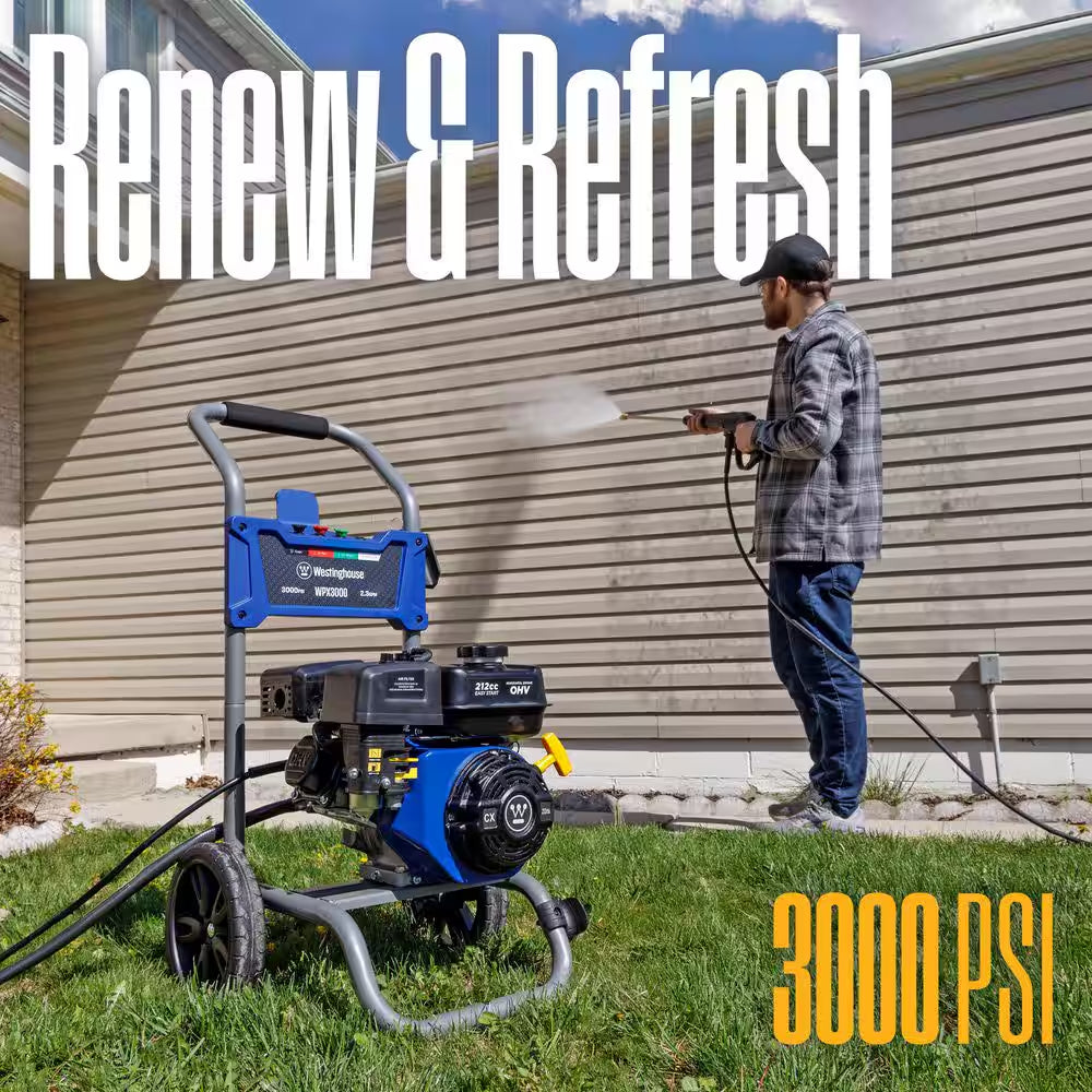 3000 PSI 2.3 GPM Gas Powered Axial Cam Pump Cold Water Pressure Washer with 4 Quick Connect Tips