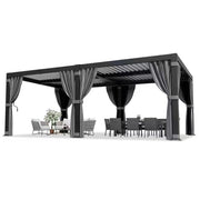 20 Ft. W X 12 Ft. D Aluminum Pergola with Adjustable Louvered Roof, Waterproof Curtains and Nets