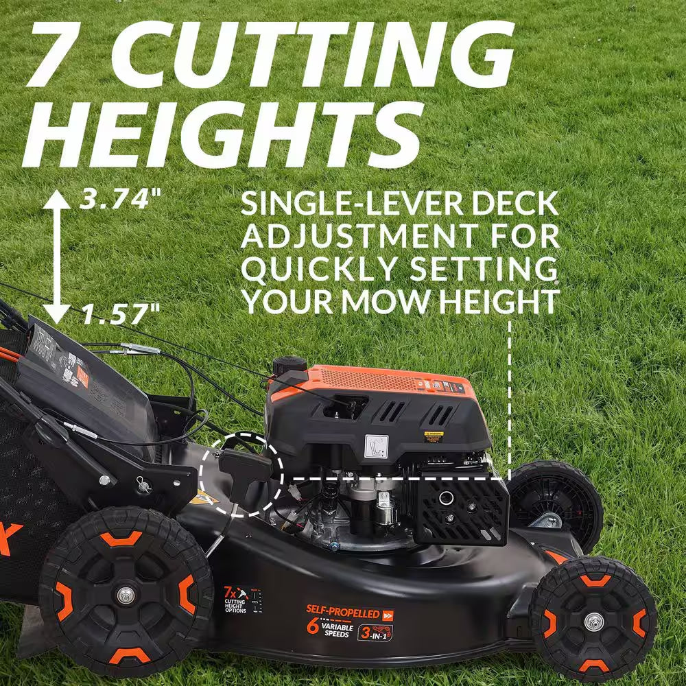 24 In. 201Cc Electric Start SELECT PACE 6 Speed CVT High Wheel RWD 3-In-1 Gas Walk behind Self Propelled Lawn Mower