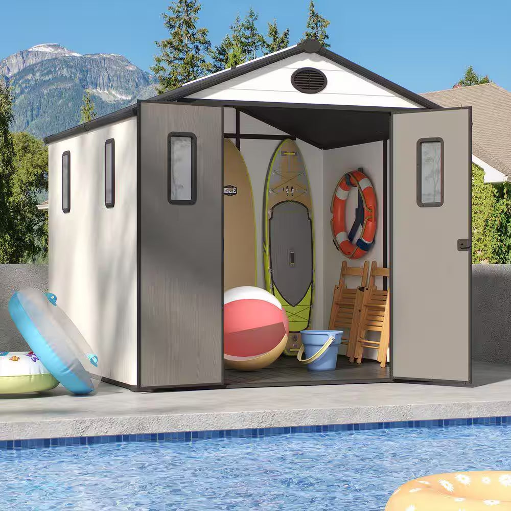 8 Ft. W X 8 Ft. D Outdoor Resin Garden Tool Storage Shed for Backyard (64 Sq. Ft.)