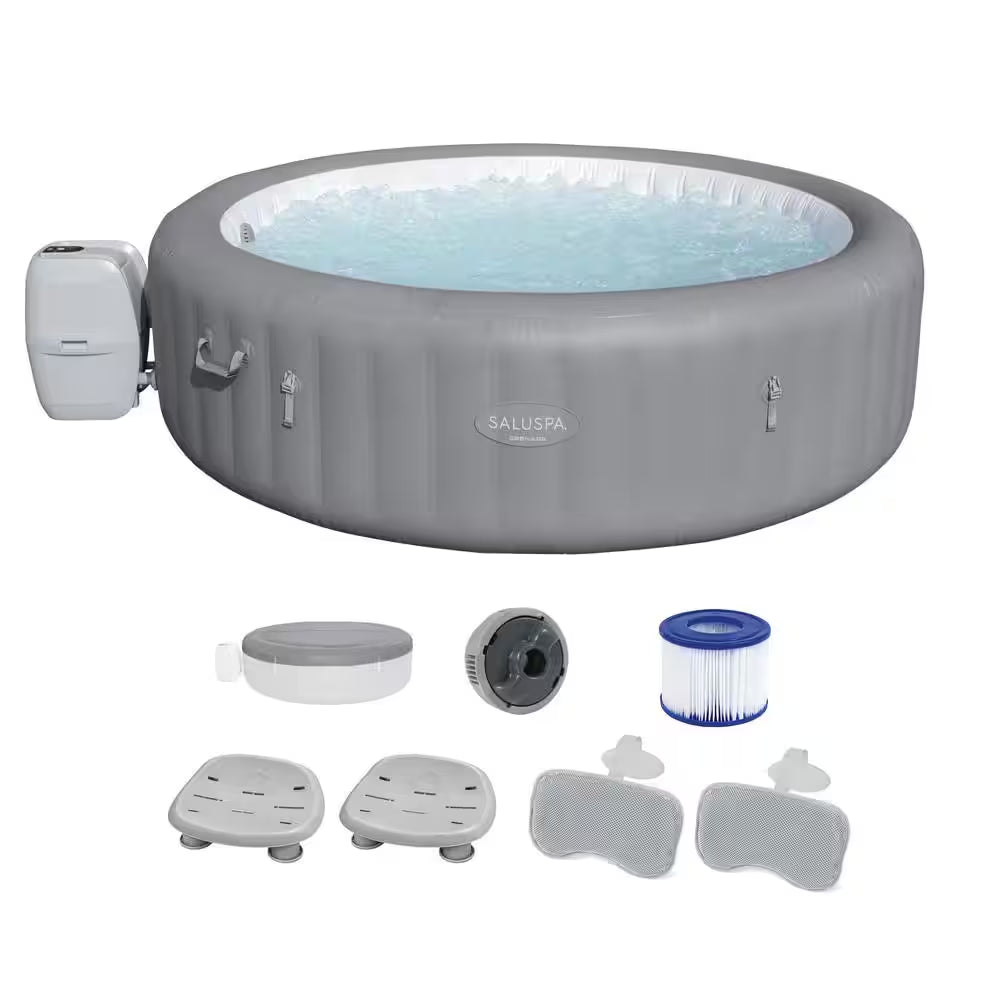 Grenada 8-Person 190-Jet round Inflatable Hot Tub with Pool and Spa Seat (8-Pack)