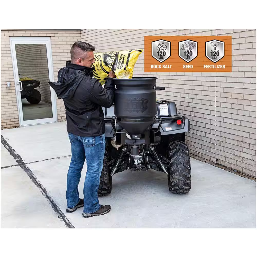 15 Gal. ATV Mounted All Purpose Broadcast Spreader for Rock Salt, Feed, Seed & Fertilizer