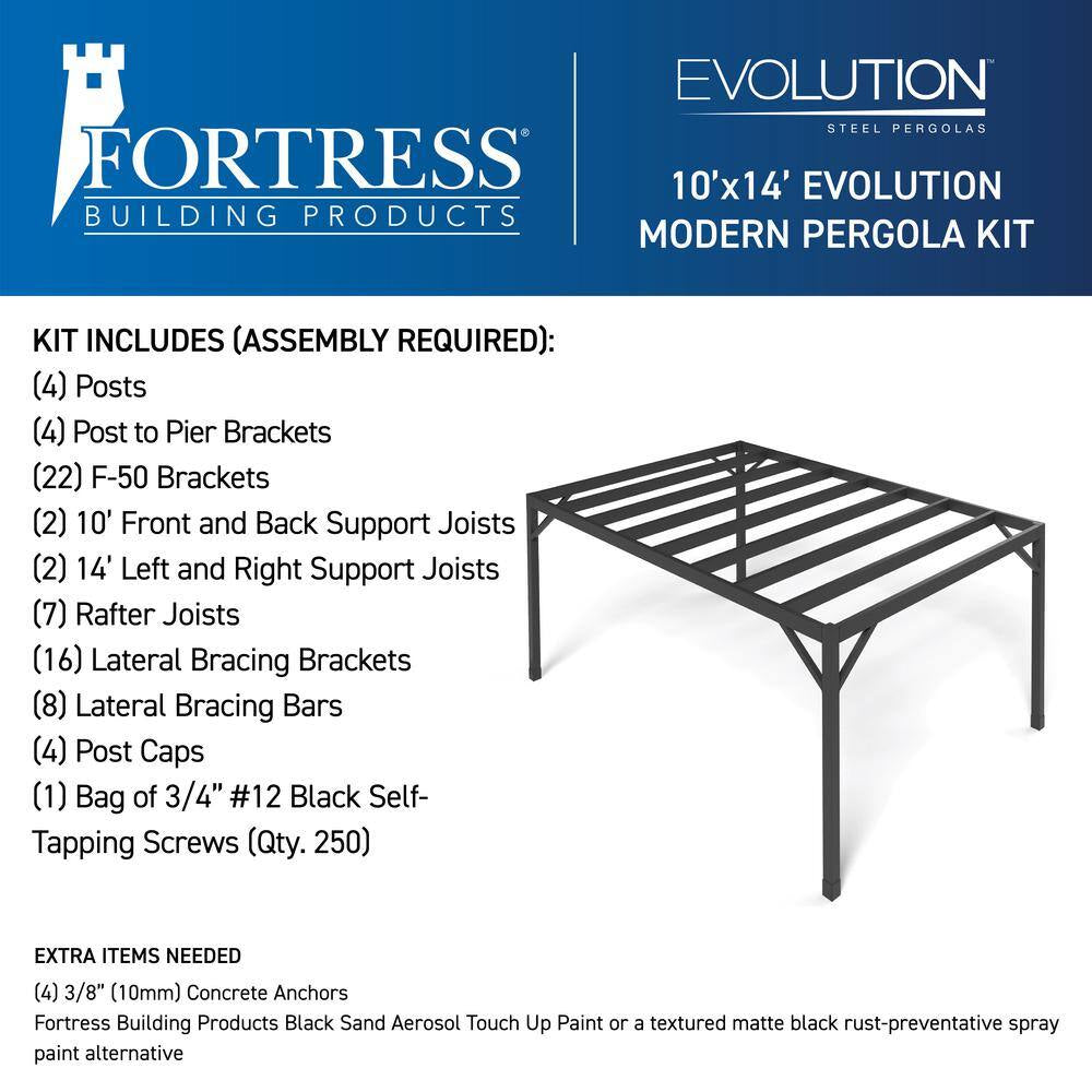 Evolution 10 Ft. X 14 Ft. Black Modern Heavy Duty Steel Pergola Kit