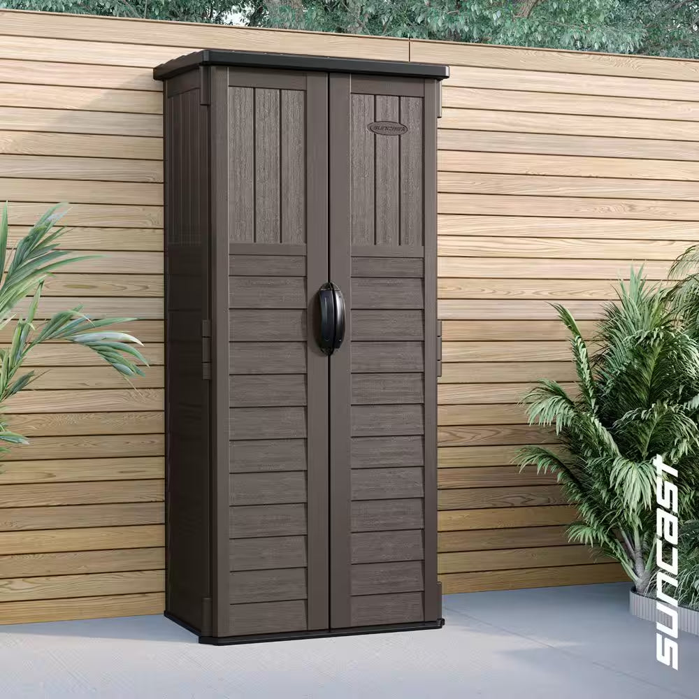 2 Ft. 8.25 In. W X 2 Ft. 1.5 in D X 6 Ft. H Plastic Resin Outdoor Storage Cabinet Shed in Stoney (Gray)