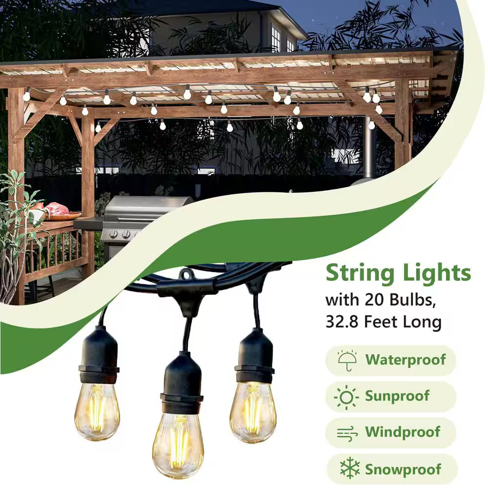 13 Ft. X 6.5 Ft. Brown Wooden Patio Pergola with Metal Roof Outdoor Garden Gazebo