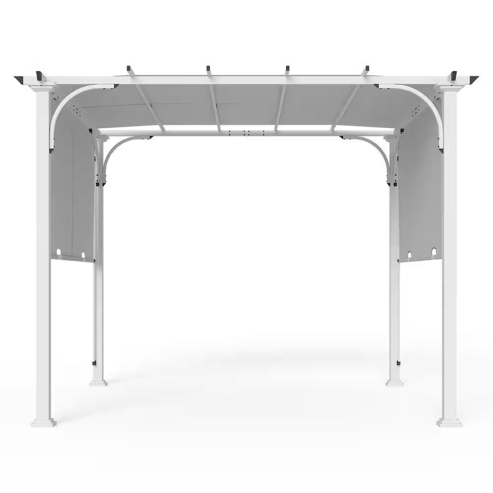 Steel Outdoor Patio Pergola with Retractable 10 Ft. X 10 Ft. Textilene Canopy Shade for Backyard, Garden and Lawn, Gray