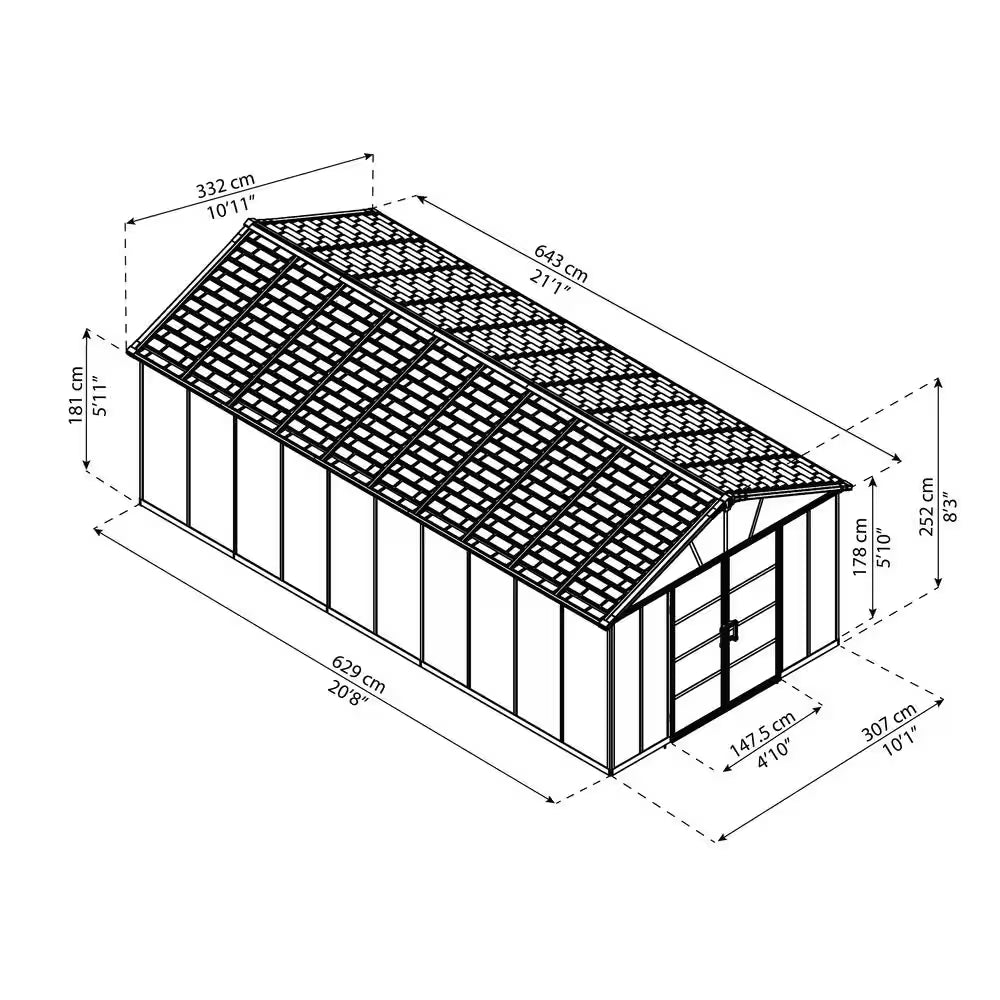 Yukon 11 Ft. W X 21 Ft. D Resin Plastic Outdoor Garden Storage Shed with Floor (229.8 Sq. Ft.) in Dark Gray