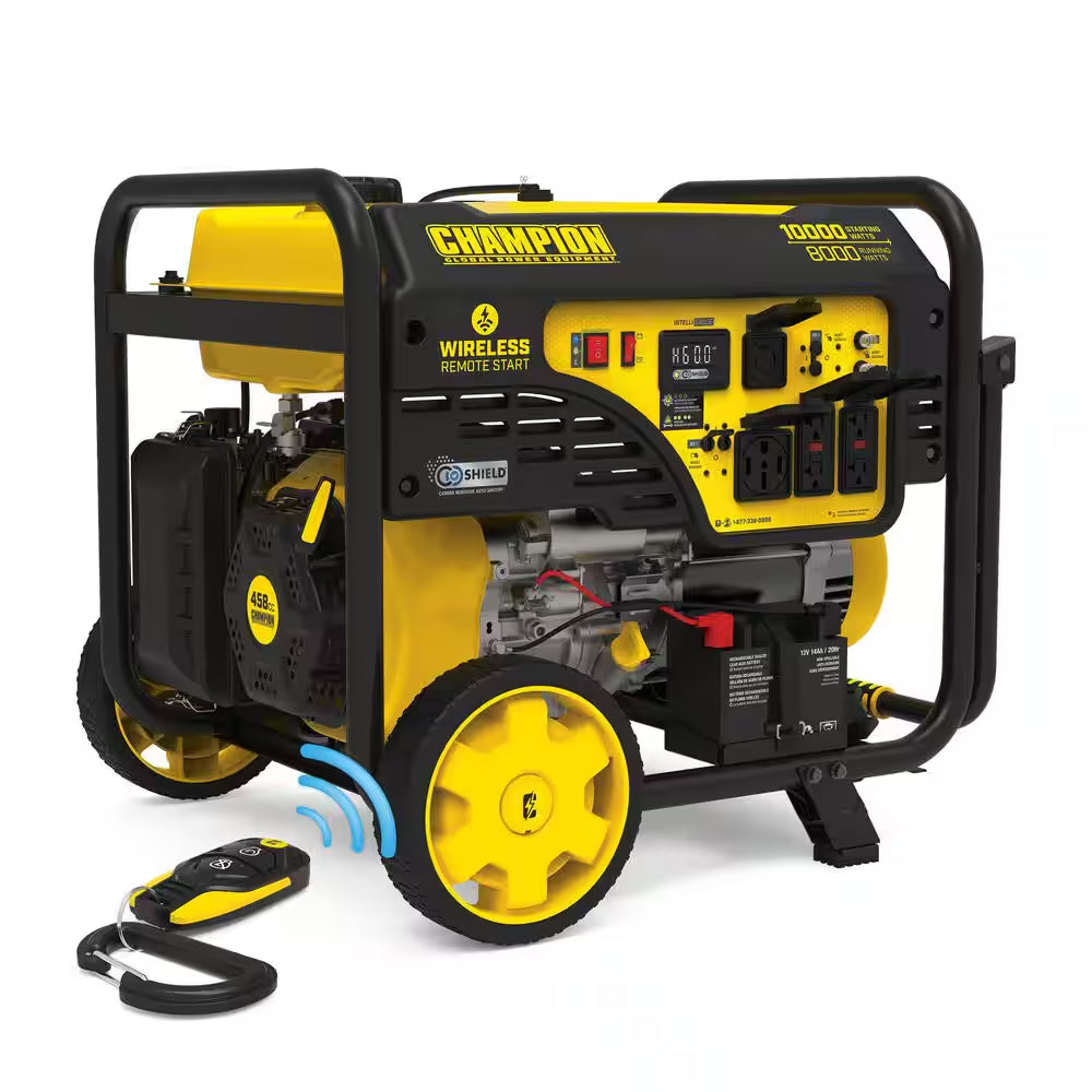 10,000/8000-Watt Wireless Remote Start Portable Generator with Free 3-Year Warranty for Home Backup and Storm Prep