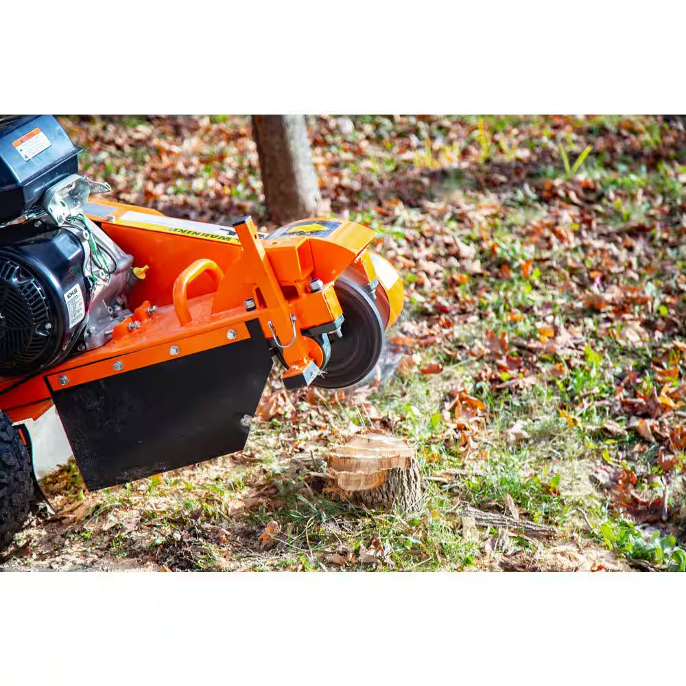12 In. 14 HP Gas Powered Certified Commercial Stump Grinder with 9 High Speed HPDC Machined Carbide Cutters