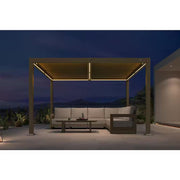 10 Ft. X 12 Ft. Champagne Aluminum Outdoor Louvered Pergola with Individual Adjustable Sunshade Roofs and LED Lights
