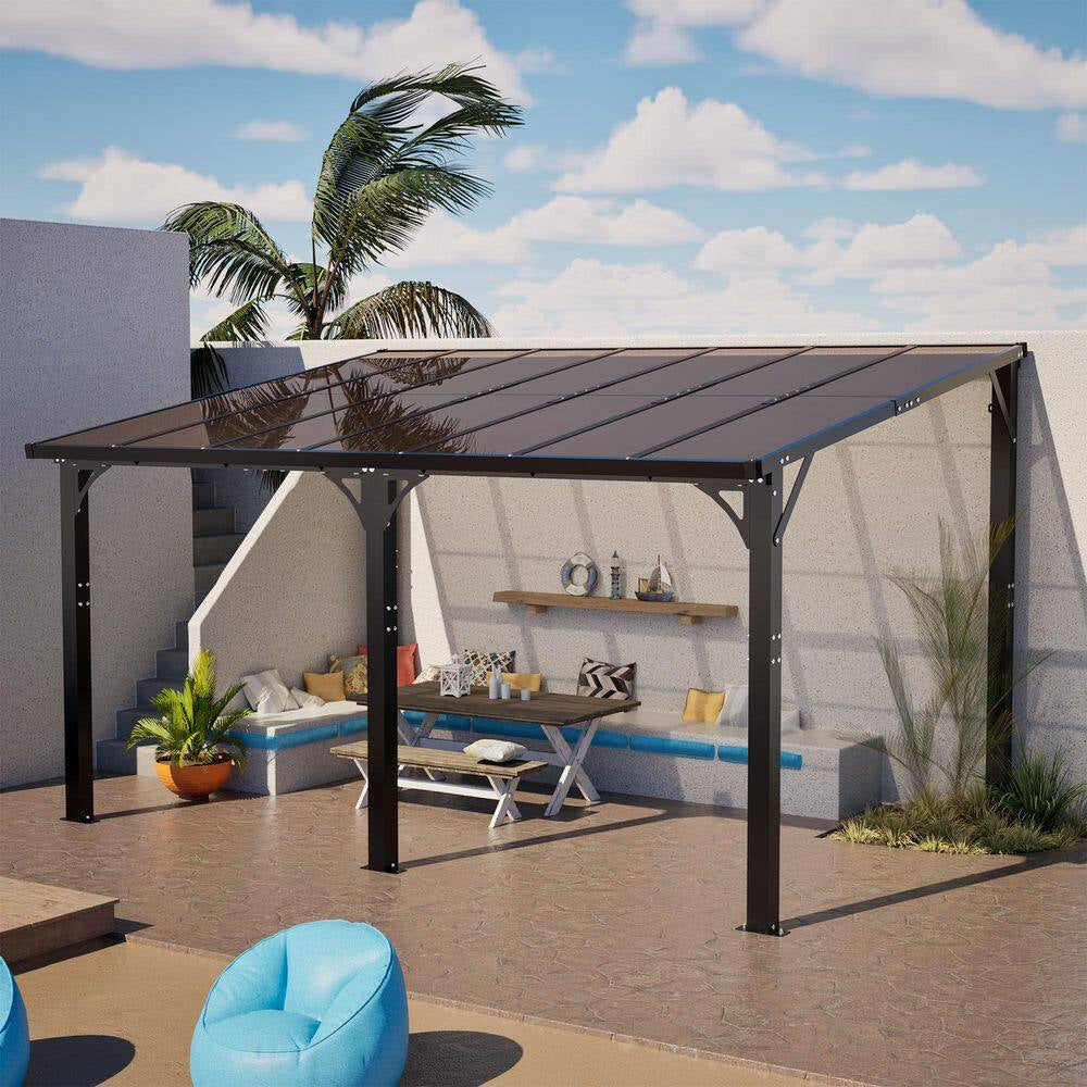 14 Ft. X 10 Ft. Outdoor Hardtop Gazebo Patio Pergola with Tinted Polycarbonate Roof