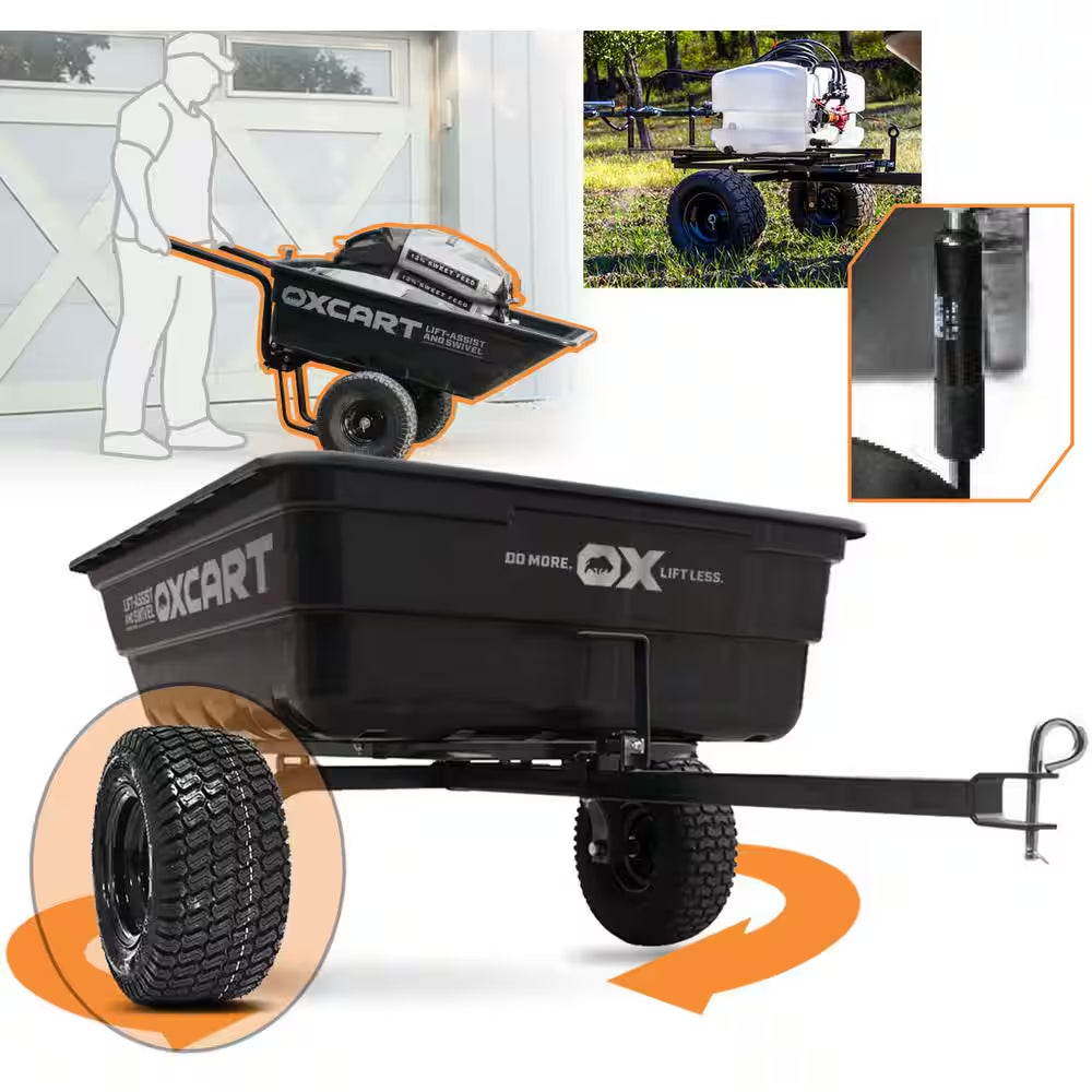 Stockman 15 Cu. Ft. - 17 Cu. Ft. Lift-Assist and Swivel ATV Dump Cart with Ztr-Grade OTR Tires