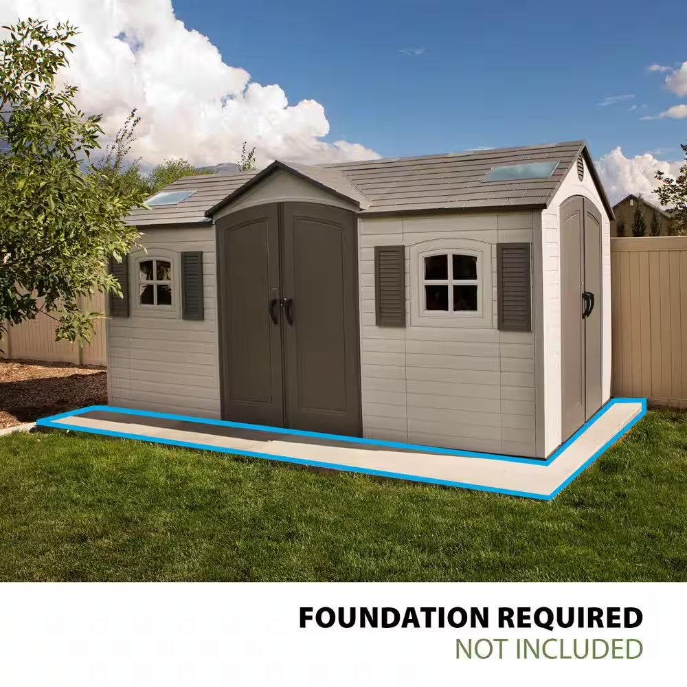 15 Ft. X 8 Ft. Resin Double Door, Dual Entry Storage Shed (109 Sq. Ft.)