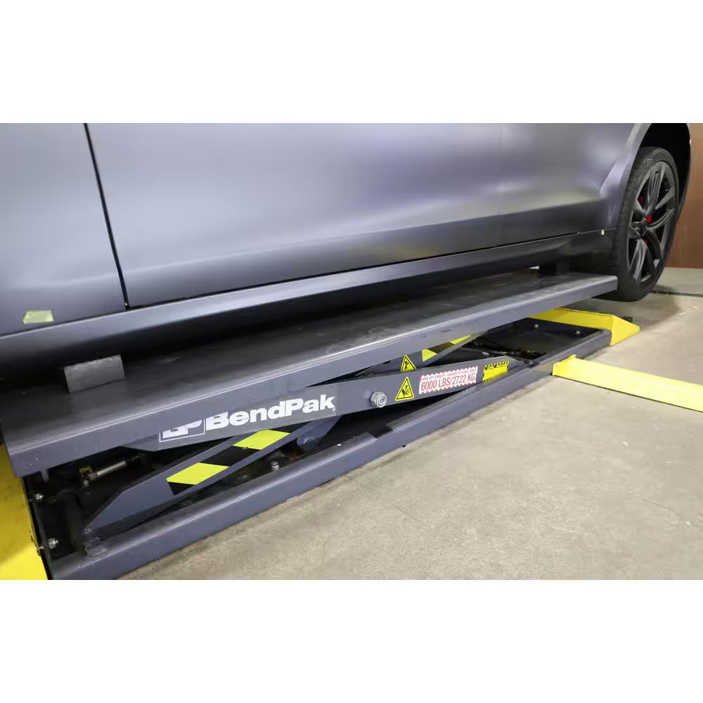 MDS-6LP 1-Phase Mid Rise Scissor Car Lift 6000 Lbs. Capacity - Open Center with 220V Power Unit Included