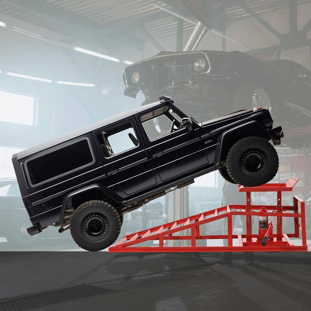 5-Ton Auto Car Truck Service Ramps Lifts Hydraulic Car Lifts 10000 Lb. Capacity (2 Pack) Red