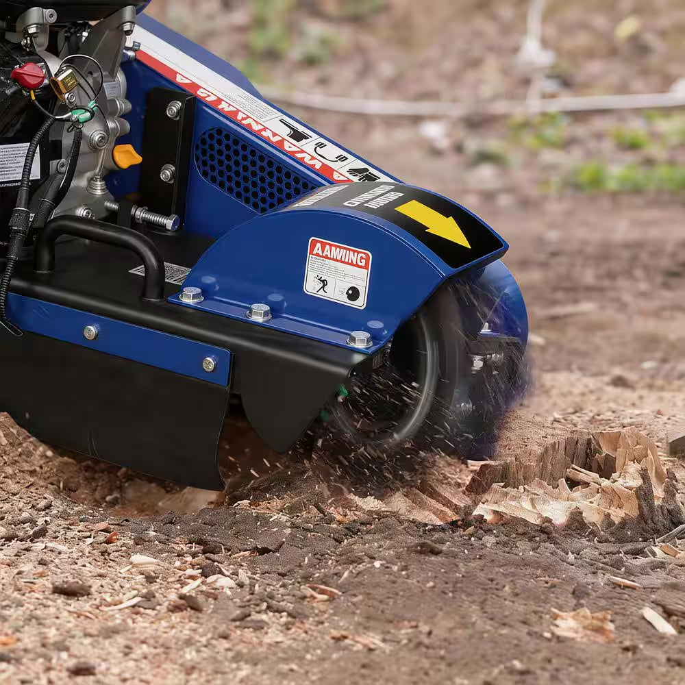 14 In. 7HP Gas Powered Stump Grinder with Ducar Engine 6 Alloy Cutting Teeth and Adjustable Brake Control