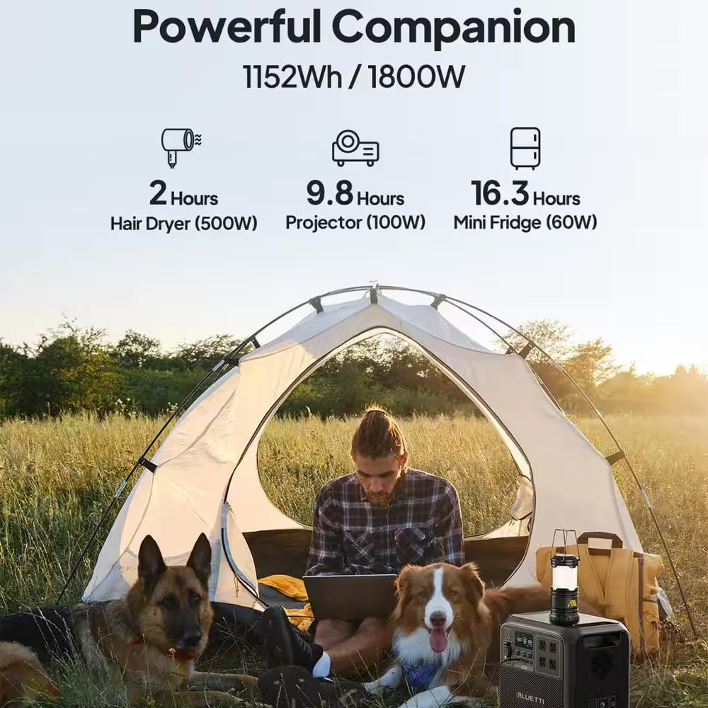 1800W Continuous/2700-Watt Peak Output Power Station AC180 Push Button Start Lifepo4 Battery Solar Generator for Outdoor