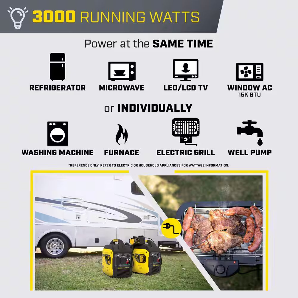 4000/3000-Watt Recoil Start Gas Inverter Generator and Free 3-Year Warranty